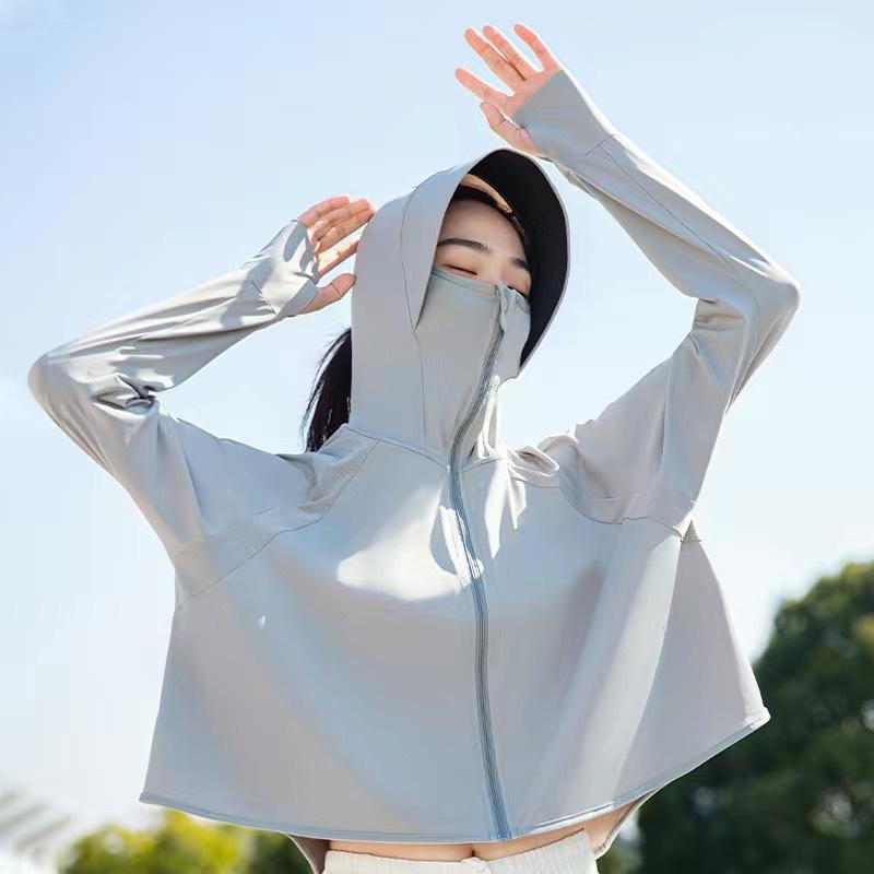 Women's Ice Silk Sunscreen Clothes Loose Clothes Women's UV Protection Hooded Shawl Vinyl Brim Summer