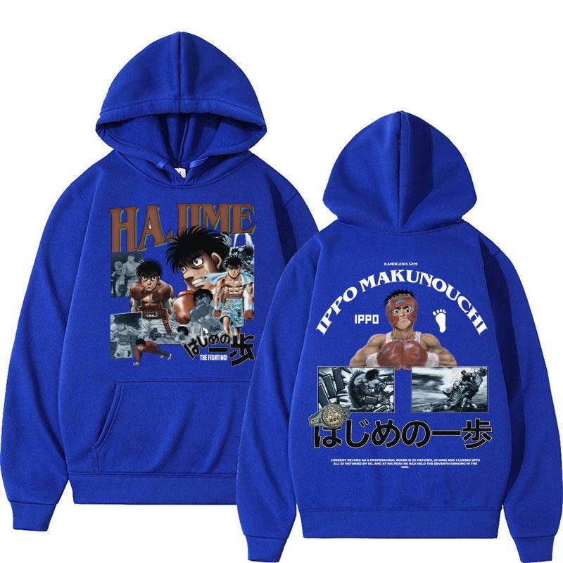Anime Hajime No Ippo Hoodies Kamogawa Boxing Gym Makunouchi KGB Hip Hop Long Sleeve Men Women Oversized Fleece
