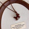  Minimalist Plush Pony Pendant Long Necklace For Women Vintage Leather Rope Sweater Chain Jewelry Accessories Gifts