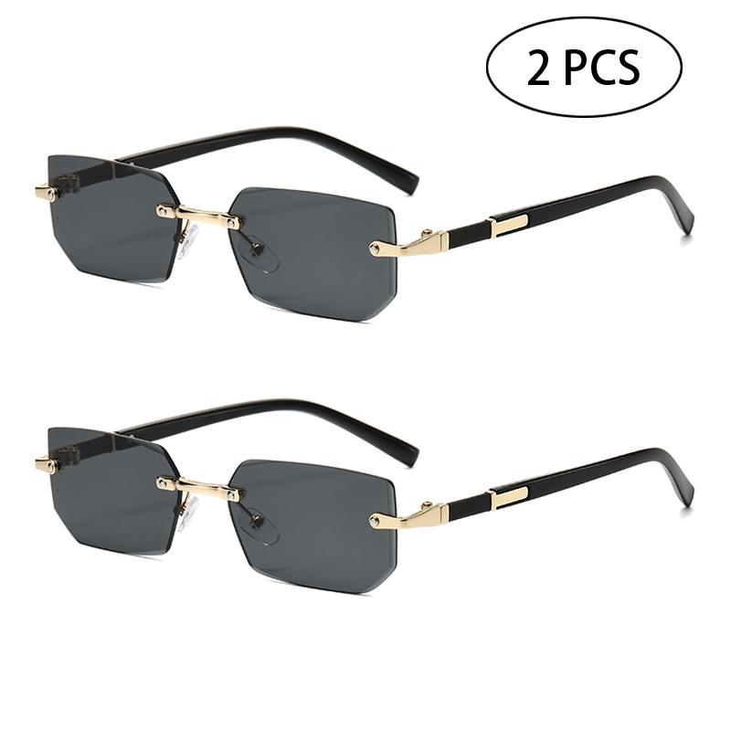 Trendy Rimless Sunglasses for Men Women Fashion Frameless Rectangle Sun Glasses Retro Shades Summer Traveling UV400 Eyewear