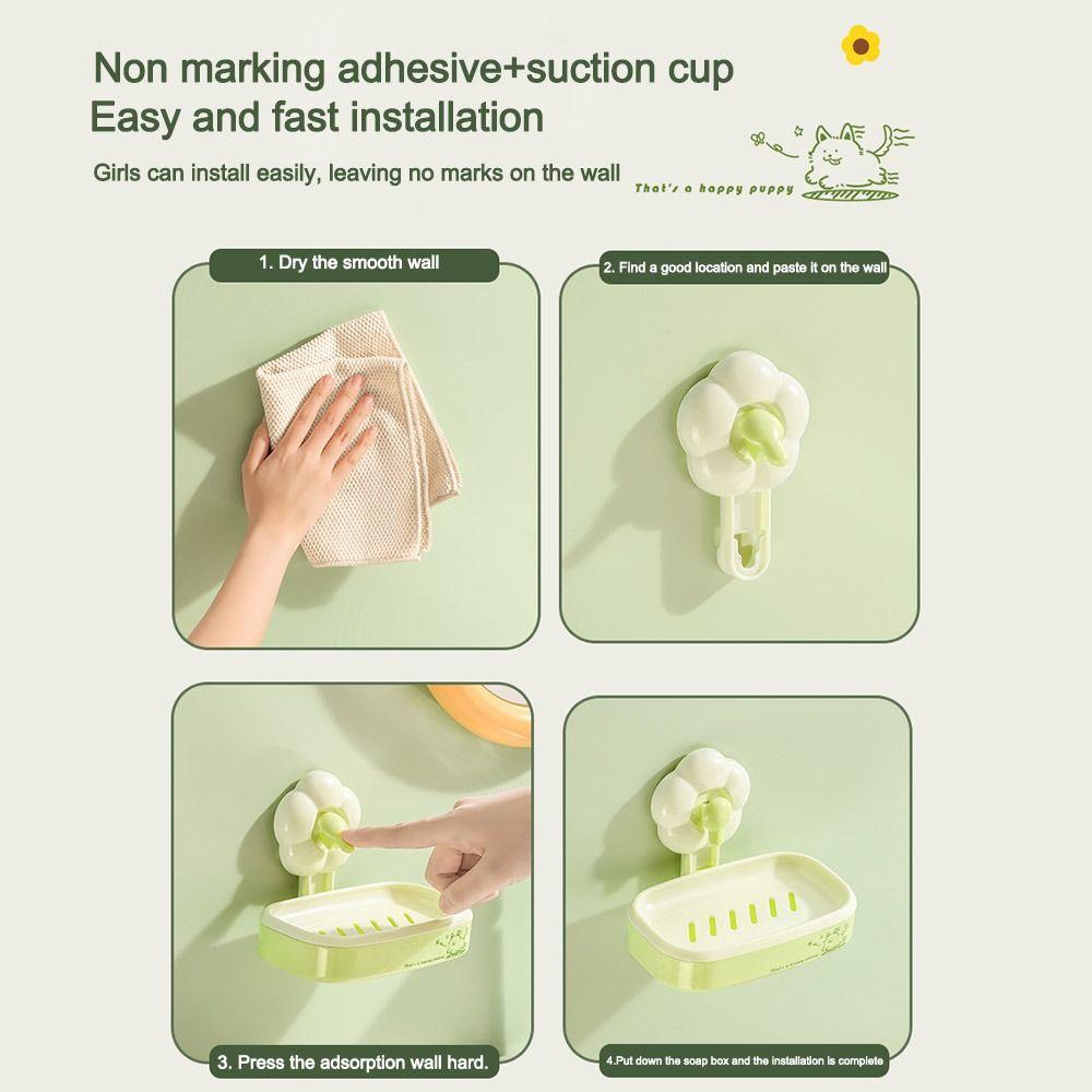 Flower Soap Holder No Punching Soap Storage Shelf  for Bathroom Kitchen Organizer