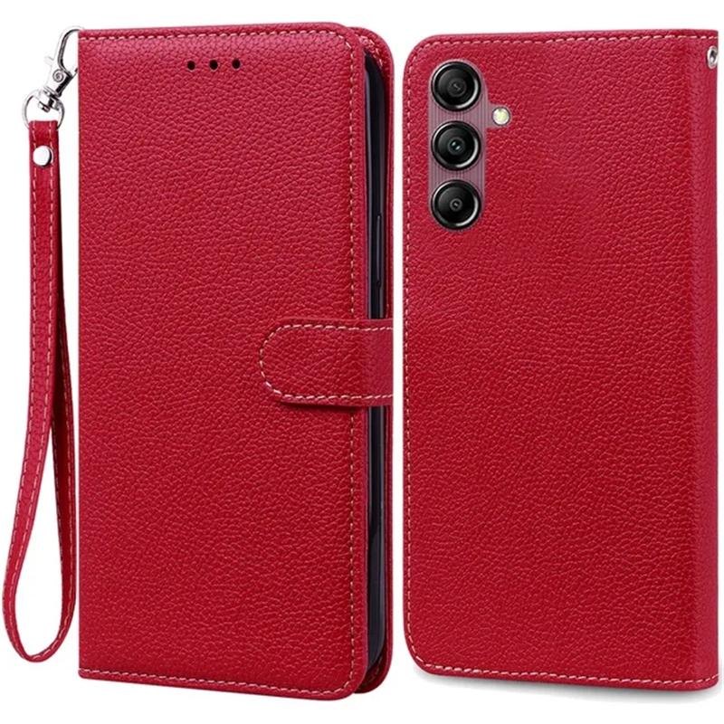Skórzany portfel z klapką z teksturą do Samsung Galaxy S23 FE Ultra Plus A05 A05S A15 A04S A04E A14 A24 A34 A54 M54 A23 A33 A53 A73 5G 4G okładka