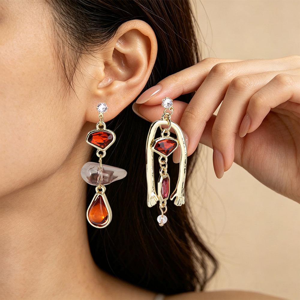 Zircon Drop Dangle Earrings Charm Vintage Earrings Fashion Asymmetric Earrings Wedding