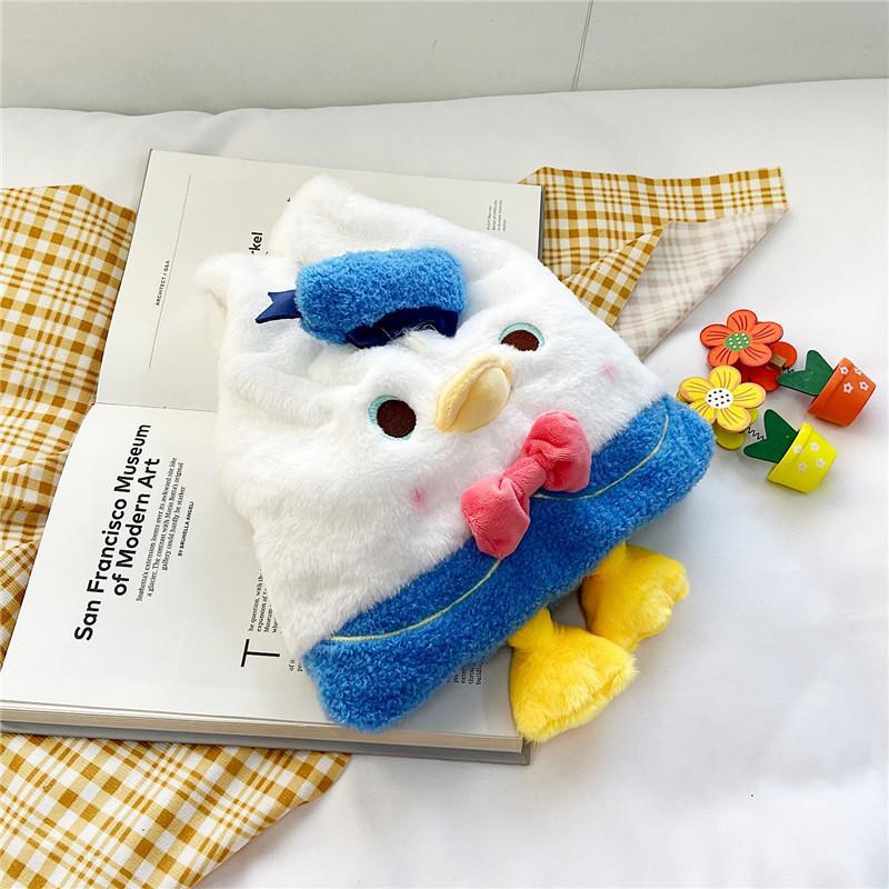 Cartoon Duck Plush Kids Handbag With Breathable Design For Daily Use