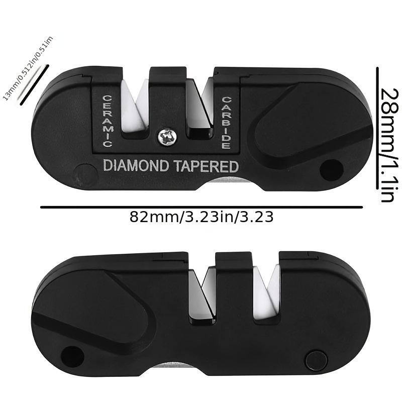 1pc Multifunction Pocket Knife Sharpener 4 in 1 Foldable Sharpening Stone with 3 Stages Ceramic & Carbide & Diamond Tapered