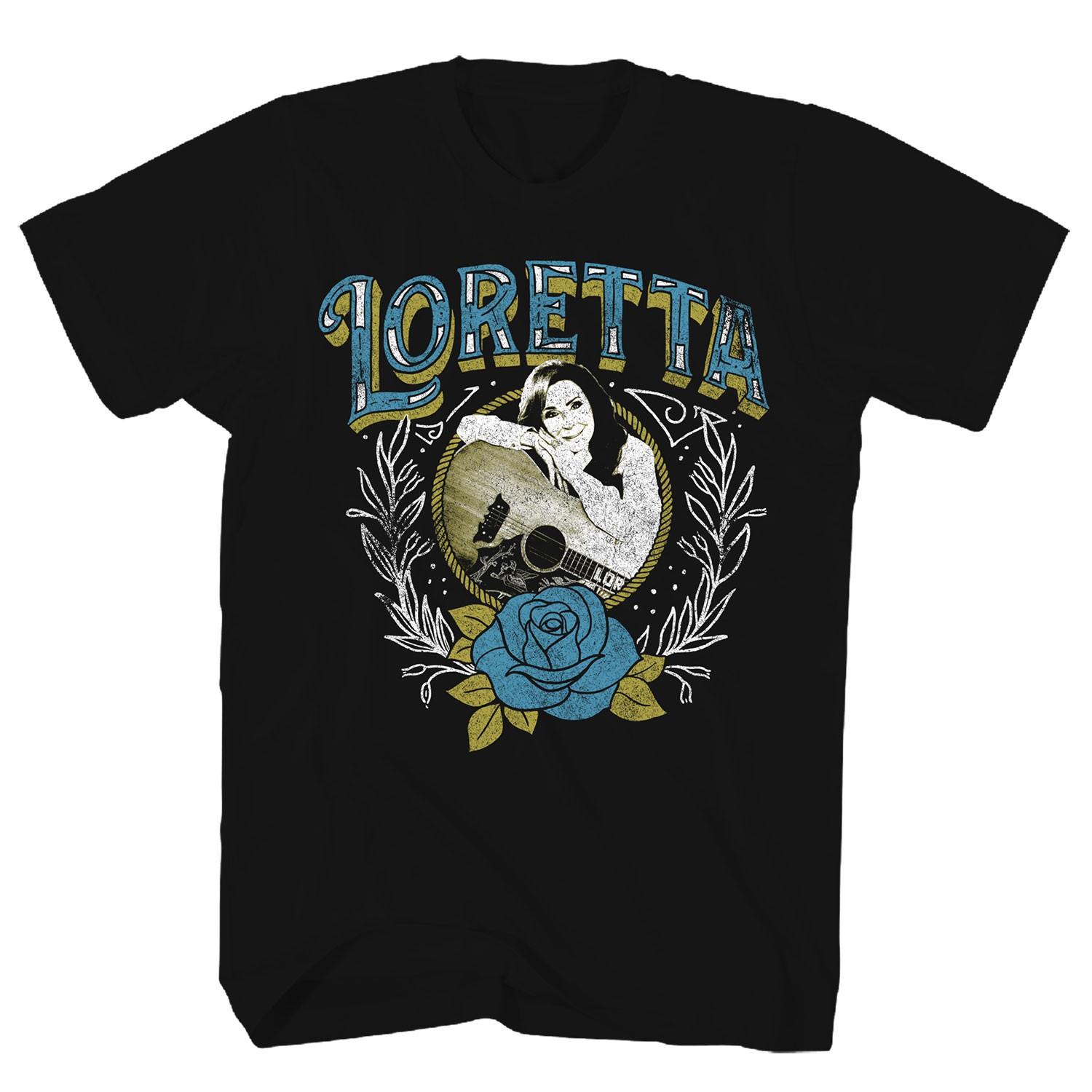 

Men s Loretta Lynn Photo Rose T-Shirt Mens Womens Tees Top Black 3XL