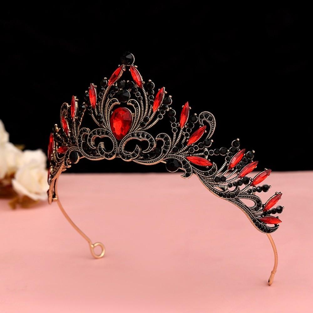 Antique Bronze Baroque Crown Vintage Princess Rhinestone Tiara Exquisite Queen Tiara Crown  Party