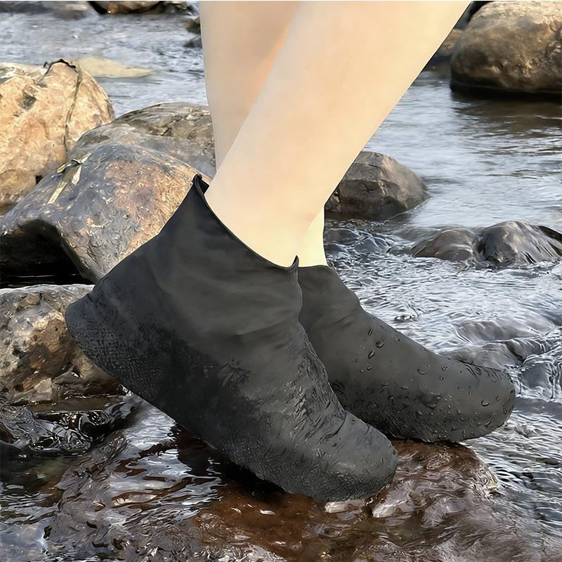 

1Pair WaterProof Shoe Covers Reusable Elastic Latex Rain Boots Outdoor Rainy Day Anti-Slip Durable Foldable Men Women Overshoes M чёрный