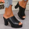 Fashion Plus Size 2025 Summer Peep Toe Women's Platform Slippers Rome Round Toe Chunky Heels Sandals Concise Outdoor Dress Slippers