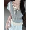 Threaded lace fake two-piece short-sleeved T-shirt women's summer new Korean version slim-fit design T-shirt top