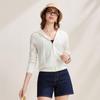 Women's Mulberry Silk Jacquard Hooded Zip Cardigan