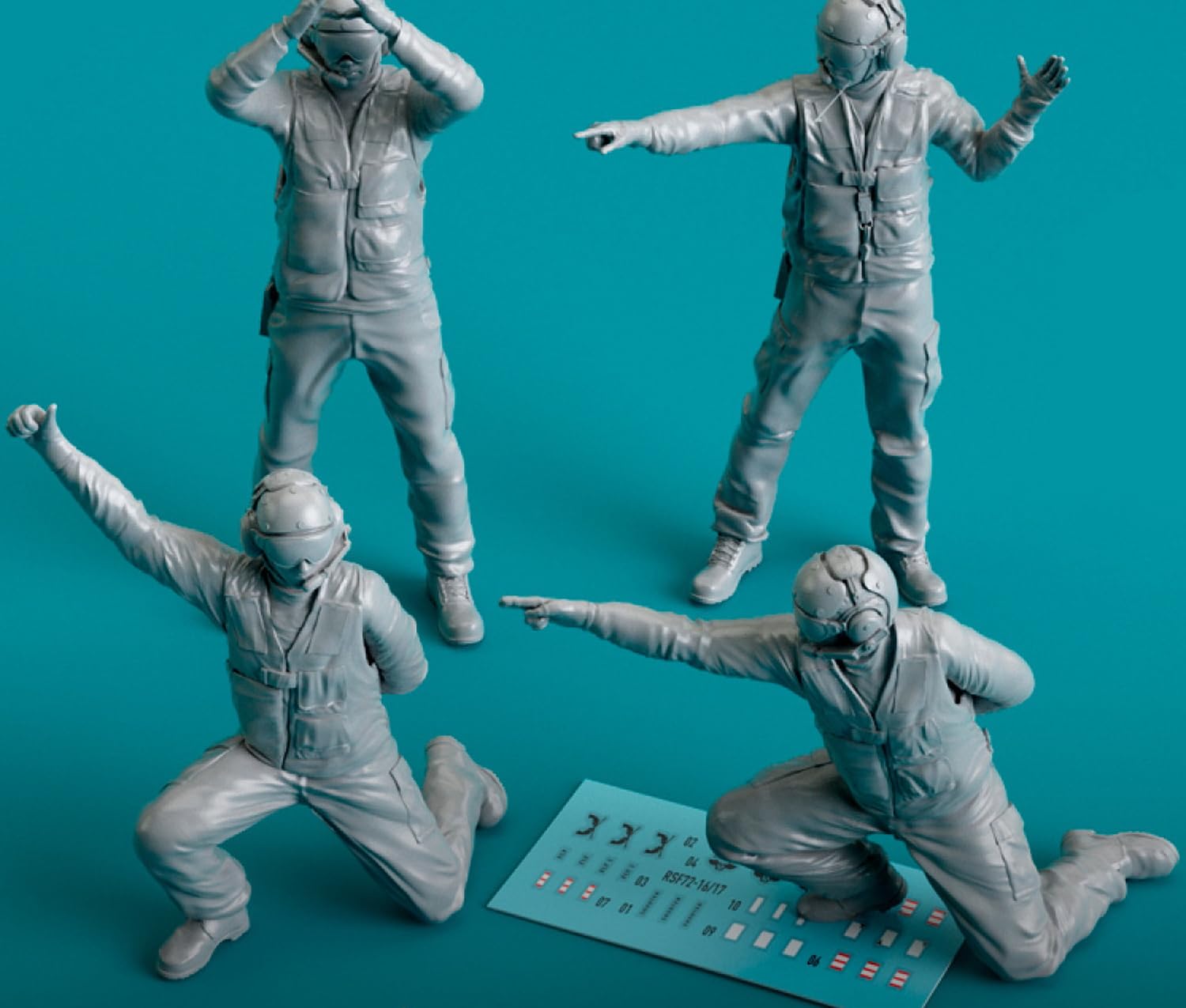 

Reskit Aircraft Carrier Catapult Crew Plane Right Side Pose 4 Pieces 3D Printer Kit 1/72 RSKF72-0017