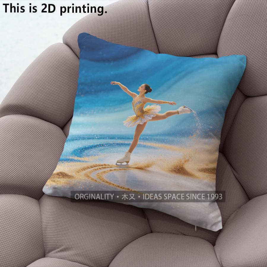 Figure Skating Print Throw Pillow Covers Pattern Cushion Cover Suitable For Sofa Bedroom Car Pillow Cover