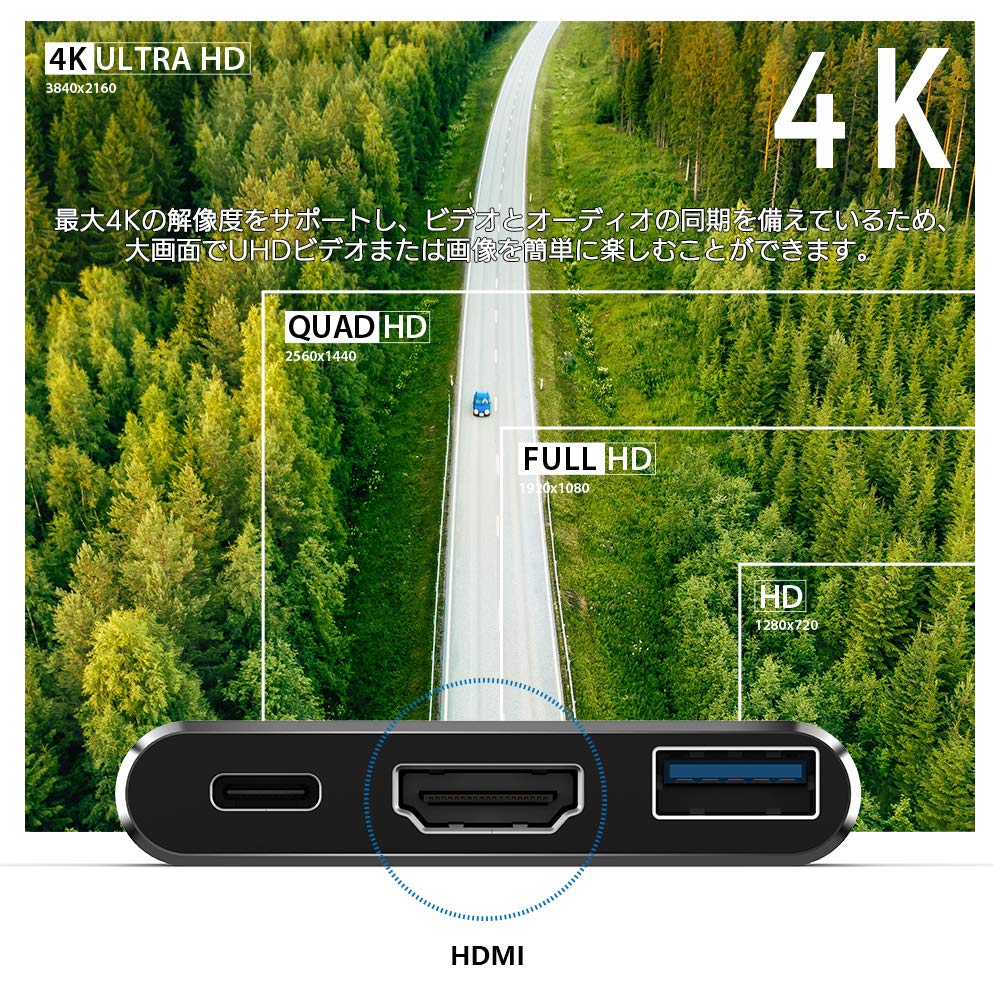 XPPen Multi-Function Adapter for Pen Tablets, USB Type-C to HDMI/USB 3.0/USB Type-C Adapter ACW01