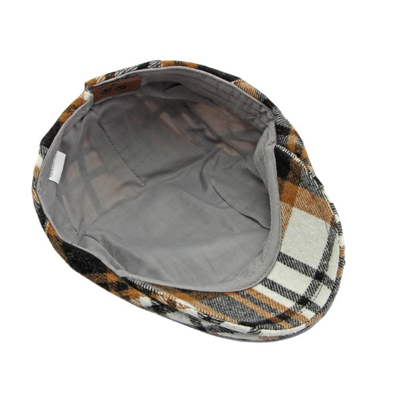 Herbst karierte Baskenmütze, weiblicher britischer Stürmerhut, männlicher Stürmerhut, Malerhut, Schirmmütze