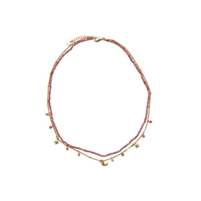 Collier Luxenter Avec Cristal Rose Finition or 18k - Ethal