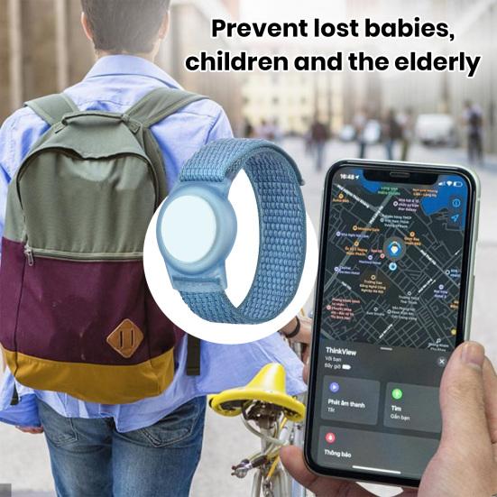 Kids Wristband Breathable Wear Resistant Adjustable Nylon Watch Band GPS Tracker Holder Protective Case for AirTag