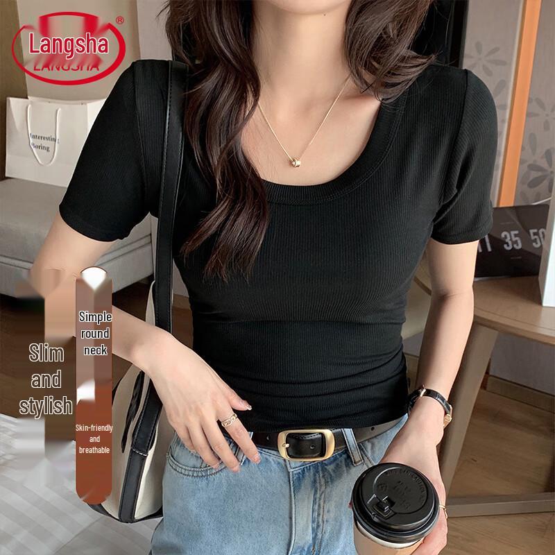 Women's Ribbed Slim Fit Short Sleeve T-Shirt
