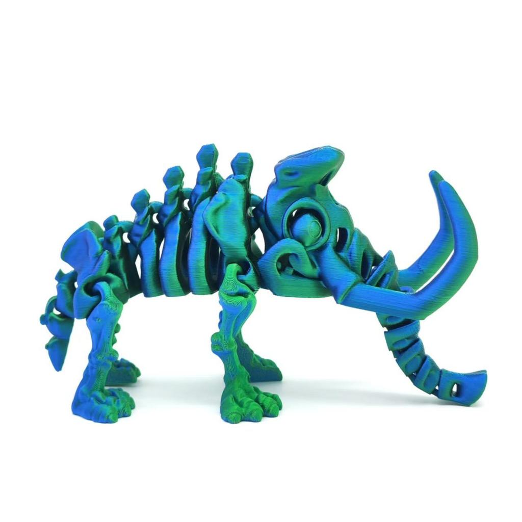 3D Printed Fully Articulated Mammoth Skeleton Model – Desktop Ornament