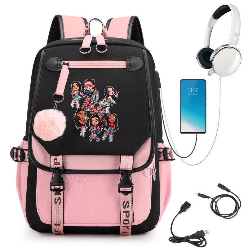 KATSEYE K-Pop Cartoon USB-Lade Rucksack Schultasche 60123-1