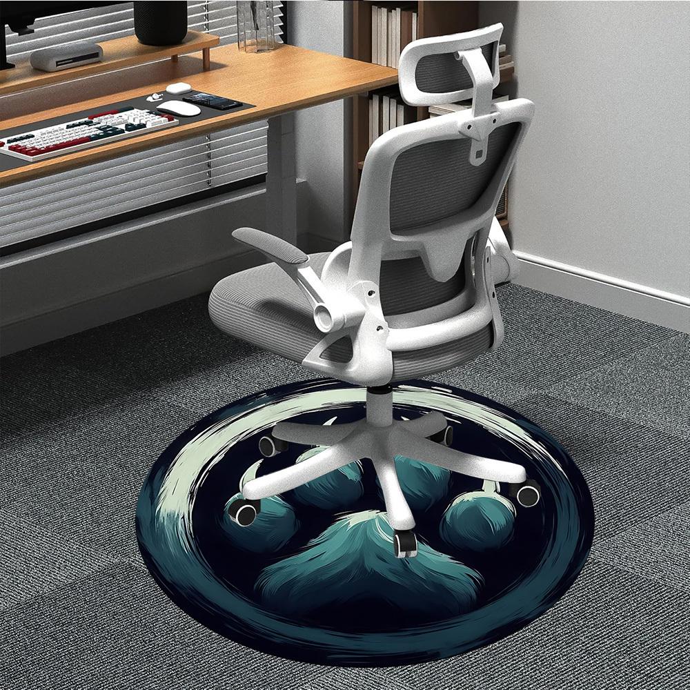 1pc Paw Print Office Round Area Rug, Under Office Chairs Bedroom Living Room Home Decor, Room Deco