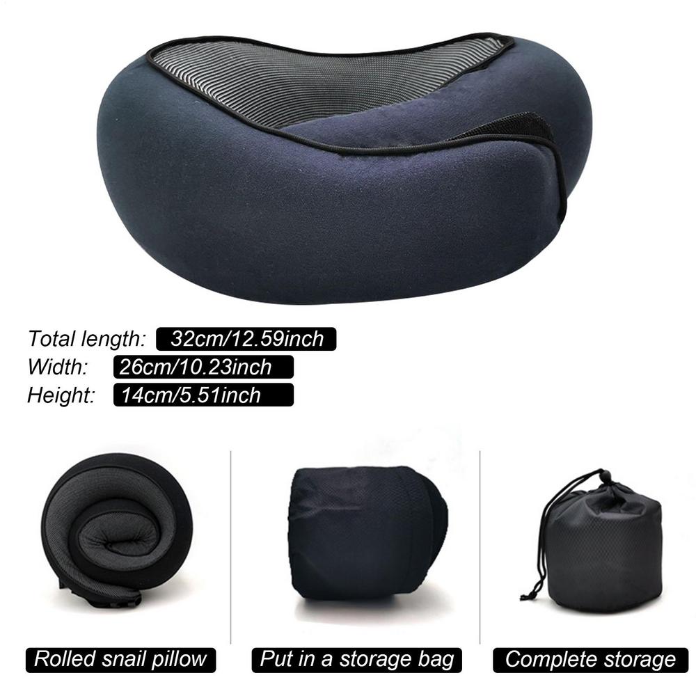 

Travel Neck Pillow Memory Foam U-shaped Pillow Flight Soft Pillow Support Neck Pillow Adjustable Soft Noon Break Sleep Pillows темно-синий