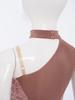 Girls Lyrical Dance Dress Sleeveless One Shoulder Asymmetrical Hem Lace Patchwork Performance Gown
