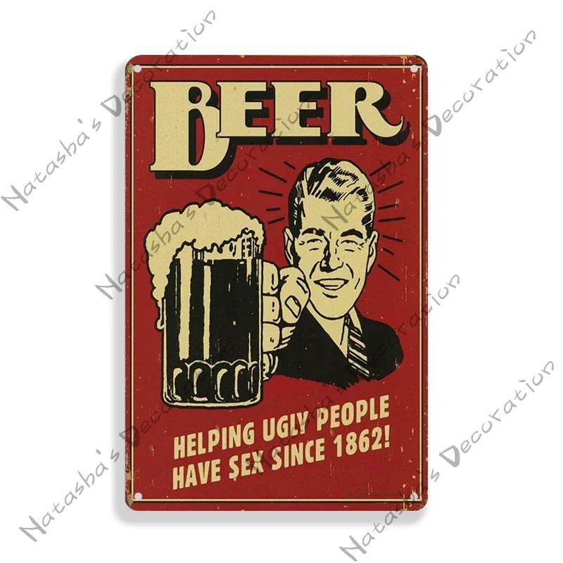 Beer Decorative Plate Bar Industrial Decoration Old Retro Poster Home Bar Cafe Club Wall Metal Plate Classic Wall Metal Signs