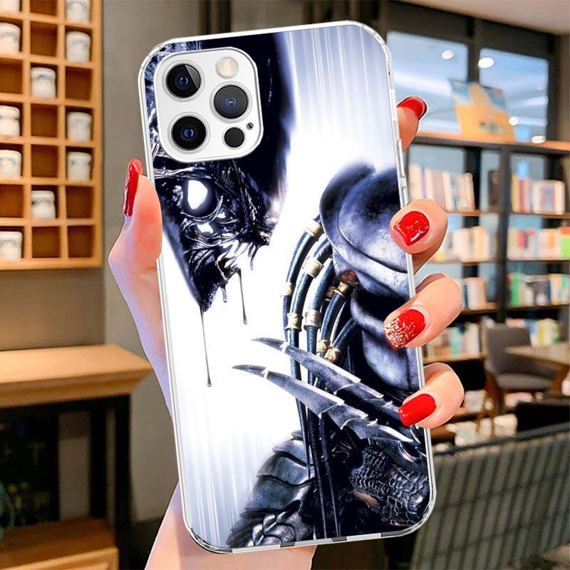 Alien Vs Predator Bemalte Cover Handyhülle Für iPhone 16 17 Air 15 14 Pro Max 16E Handyhülle 13 Mini 12 11 7 SE 8 Druckmuster