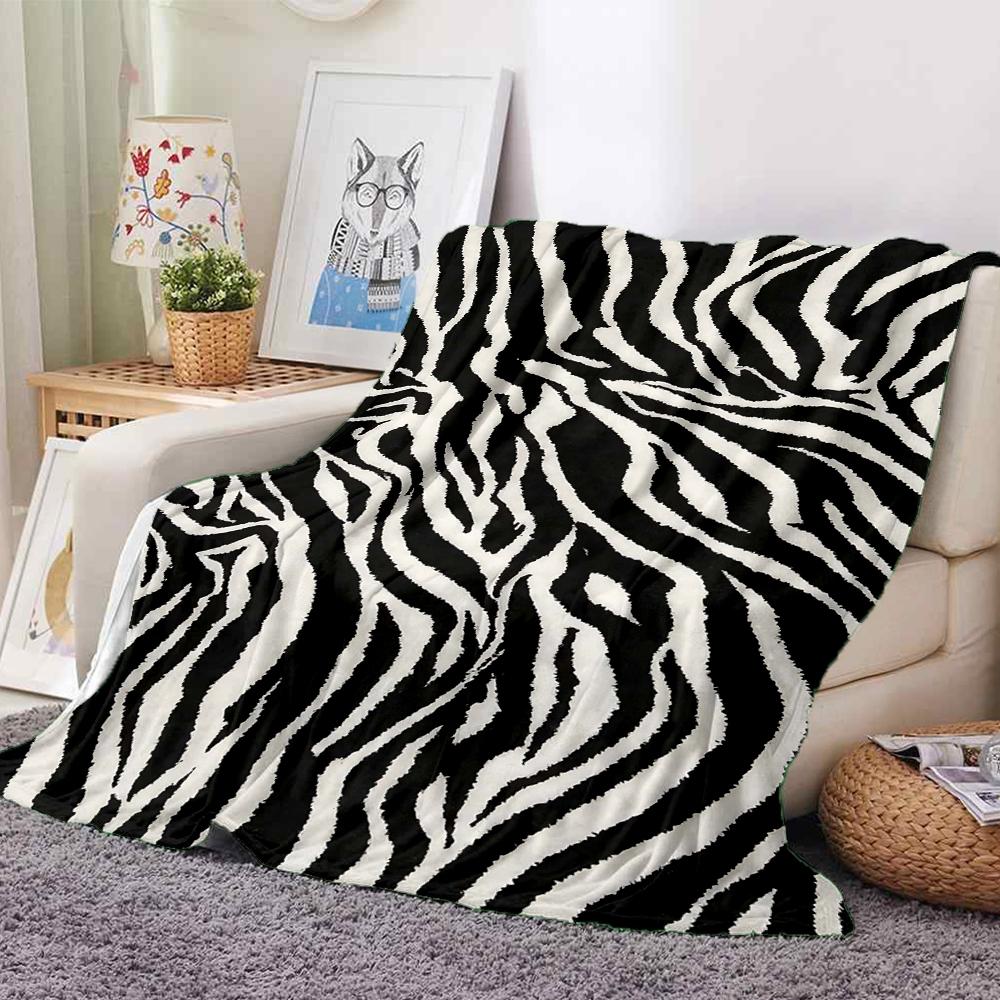 1Pc Abstract Zebra Print Blanket Soft And Comfortable Casual Warm Camping Travel Christmas Halloween Xmas Gift M928510