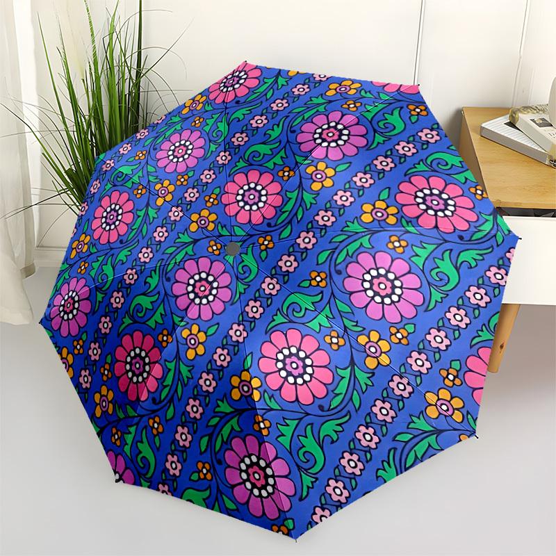 

1pc Floral Pattern Automatic Folding Umbrella - Portable Collapsible Design, 8-Rib Iron Frame, Durable Fabric yy251125200