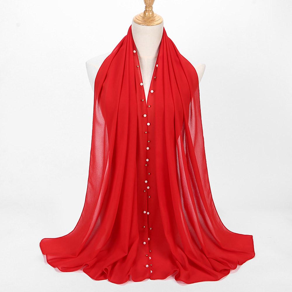 

Модный женский шифоновый шарф, мусульманская мягкая накидка, длинная шаль красный