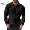 Autumn Coat Men Jacket Lapel Long Sleeve Single Breasted Casual Comfortable with Flap Pockets Solid Color Spring Versatile Outerwear