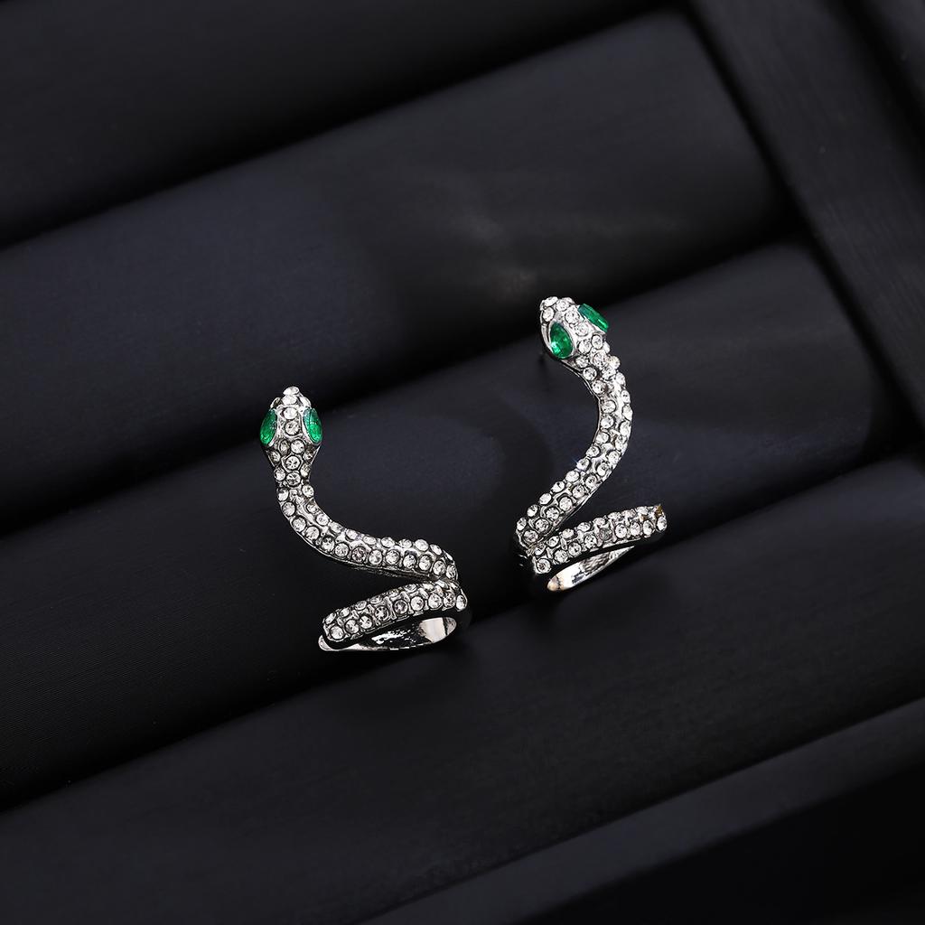 Year Of The Snake Personality Diamond-Set Design Snake Earrings, Light Luxury Cold Wind High-End Fashion Temperament Earrings