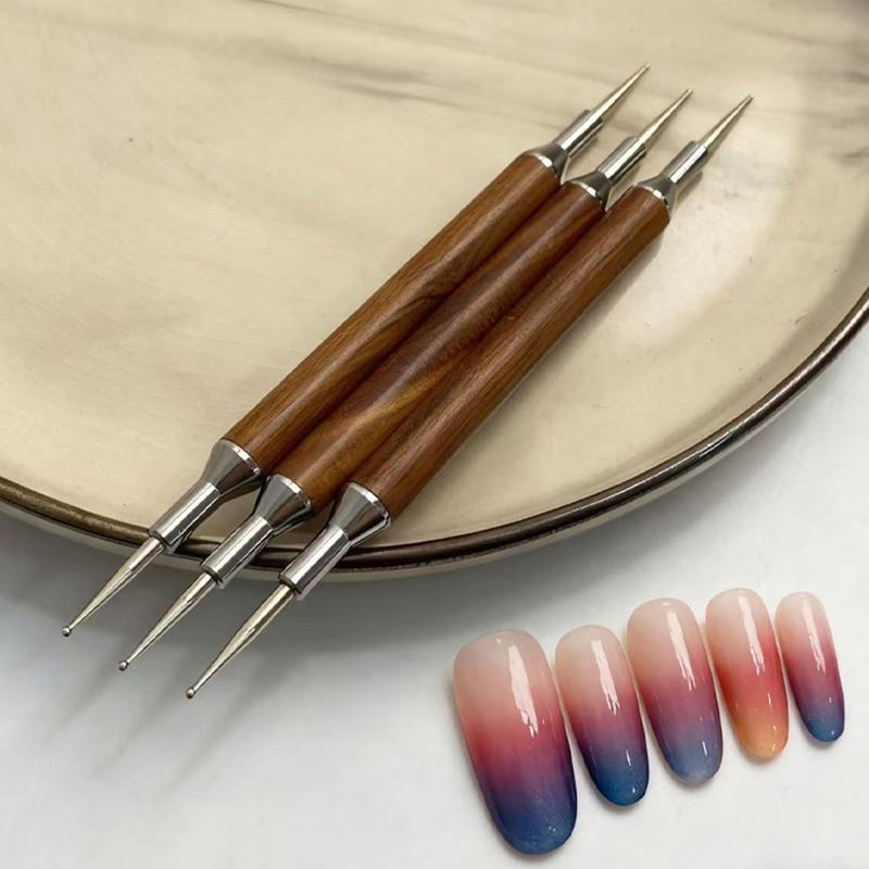 Sandalwood Nail Dotting Pen Double-End Nail Art Dotting Tools In Ballpoint Pen Design Nail Art Tip Dot Paint Manicure Salon