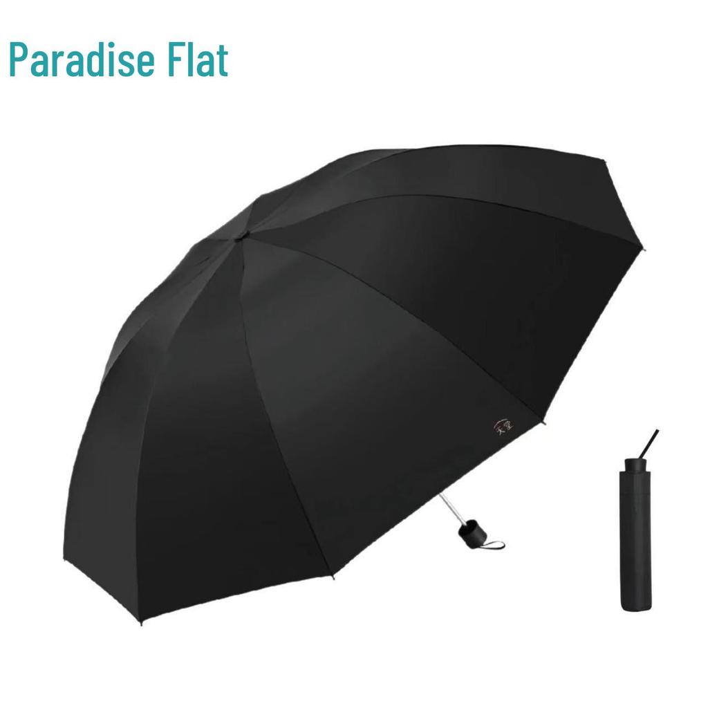 Tiian 33724E Three-Fold Sun & Rain Umbrella: Upgraded Black Sunshade with UV Protection for Business & Personal Use
