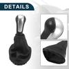 5 Speed Manual Gear Shifter Knob with Cover for Chevrolet Spark | Gearbox Stick Shifter Lever Knob Silver Tone Plastic and Faux Leather 1 Pcs