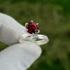 Mothers day Deal Sterling Silver Round Mozambique Garnet Gemstone Stackable Ring