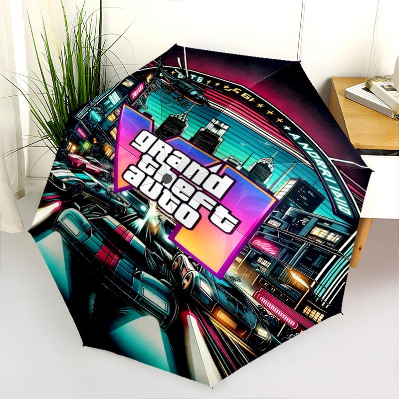 Grand Theft Auto V Folding Umbrella Suitable For All Seasons Umbrella Three Folds Travel Umbrella Printing