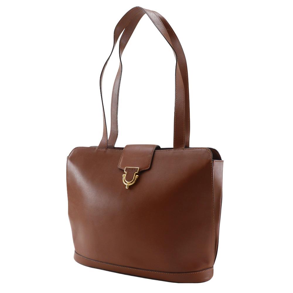 Celine Tote Bag Vintage Brown Calfskin Women Used