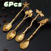 6pcs European Royal Style Teaspoon Zinc Zinc Zinc Alloy Ice Cream Spoon Exquisite Afternoon Tea Spoon  Dessert