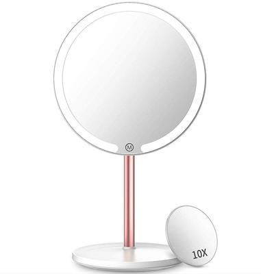 WEECOC LED Makeup Actress Tabletop Mirror with Adjustable Magnetic Rechargeable Metal Bracket 10x Mirror, Mirror, LED, Brightness, Adsorption,