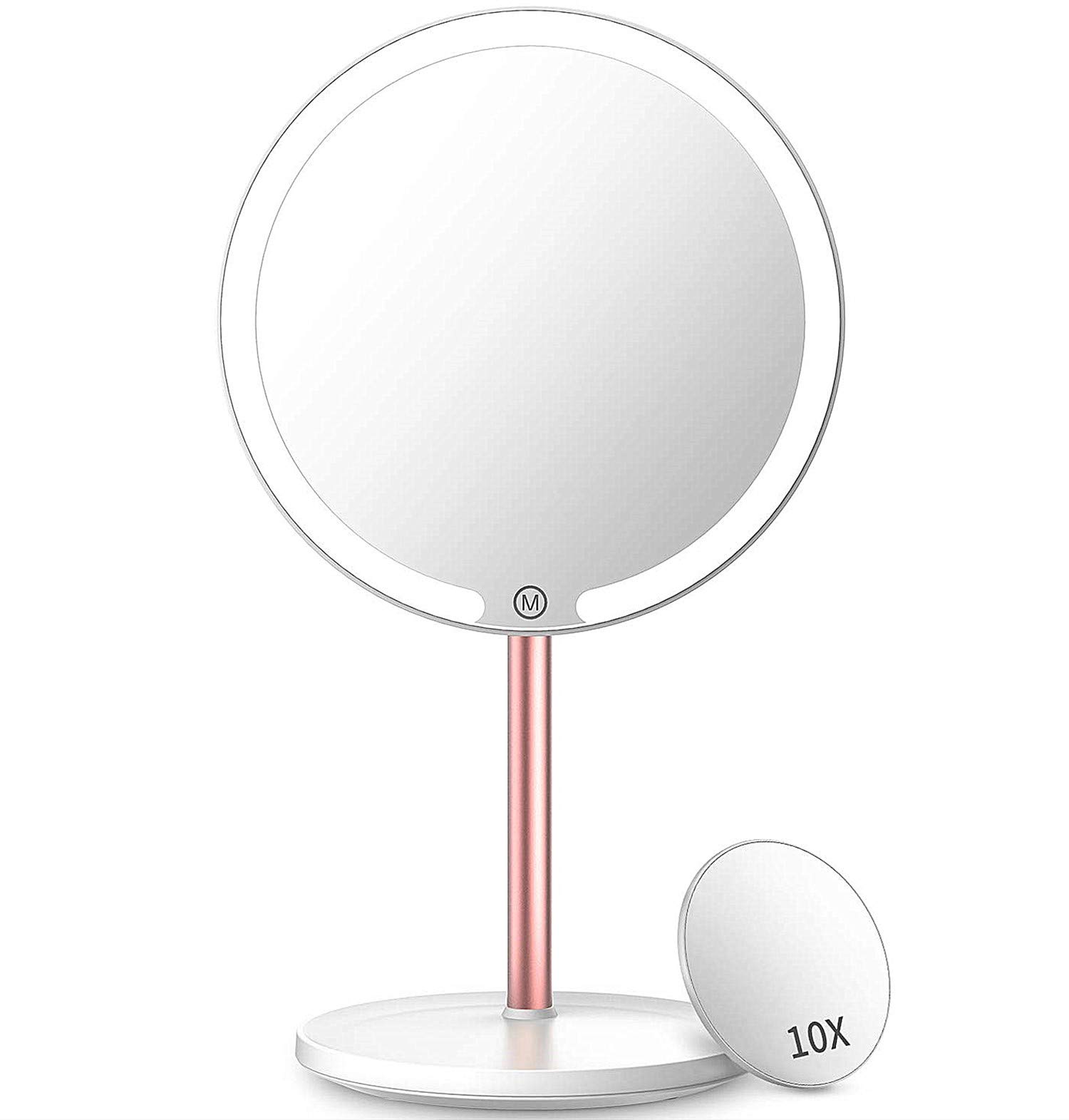 

WEECOC LED Makeup Actress Tabletop Mirror with Adjustable Magnetic Rechargeable Metal Bracket 10x Mirror, Mirror, LED, Brightness, Adsorption, белый