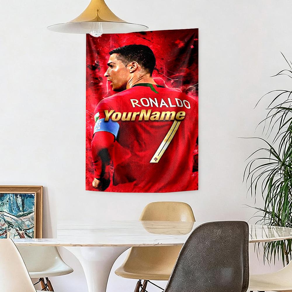 Cristiano Ronaldo Custom Jouw Naam Muurdecoratie Wandkleed Kunst Voor Huisdier Herdenking Verjaardag Bruiloft Feest Achtergrond Familiecadeau