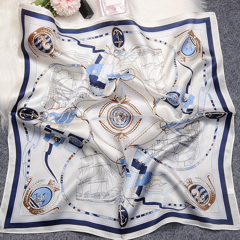 Silk small square scarf silk scarf women s 2022 new versatile autumn and winter mulberry silk scarf gift mother high sense 53*53cm белый