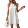 2026 European and American Summer New Women's Lace Solid Color Sleeveless Button Halter Dress