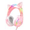 Gaming Headset with Microphone, Cat Ear Headphones for PC Laptop PS4 PS5 Xbox Switch, Rainbow RGB Lighting & Virtual Surround Sound