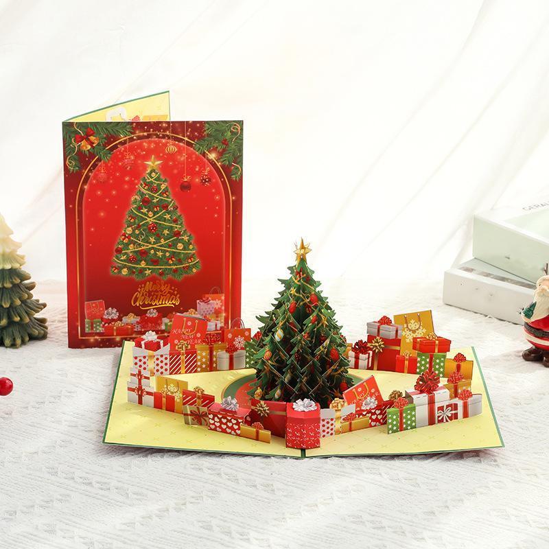 Christmas Greeting Card With Music And Lights Colorful Christmas Tree 3D Creative Gift Blessing Message Trade Thank You