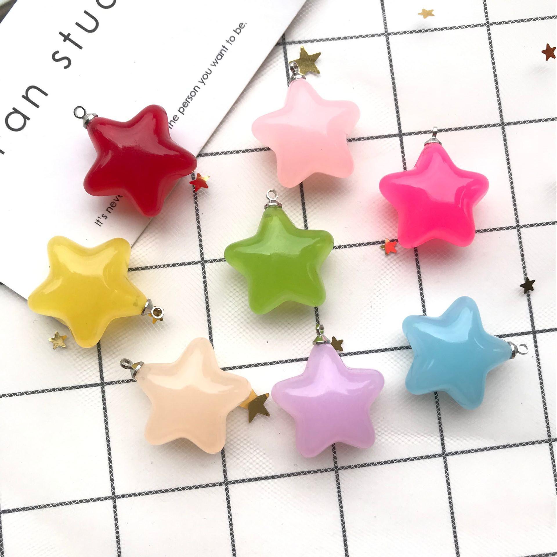 

25mm Jelly Five-Pointed Star Earrings Pendant Keychain Bag Charm 25mm оранжевый