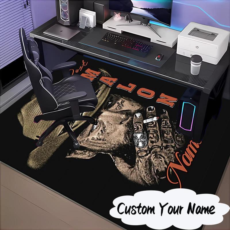 Custom Name Heart Post Malone Art Rug for Living Room, Game Rooms, Office, Bedroom, Floor Mat Playful Design, Fan Gifts Christmas Decor